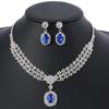 3-teiliges Damen-Strassschmuck-Set Diamantbesetzte Funkelnde Wassertropfen Halskette Ohrringe Hochzeitsfeier Brautschmuck Geschenke