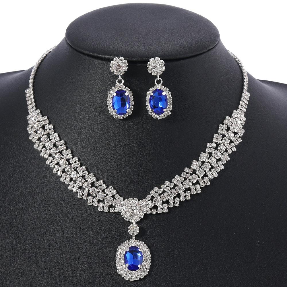 3-teiliges Damen-Strassschmuck-Set Diamantbesetzte Funkelnde Wassertropfen Halskette Ohrringe Hochzeitsfeier Brautschmuck Geschenke
