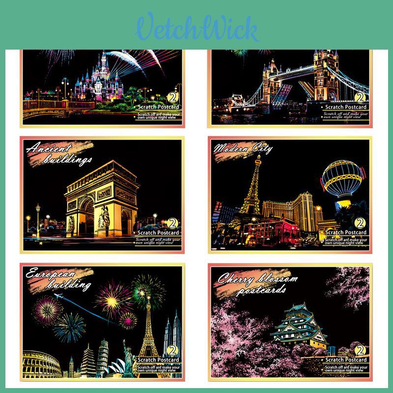 Kit de Papel para Pintar con Rascar 'Vista Nocturna Mágica' Para Diversión y Exploración Creativa Infantil