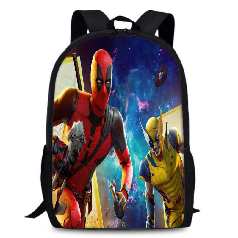 Deadpool Wolverine Backpack 15 Inch Anime Cartoon Lightweight Schoolbag