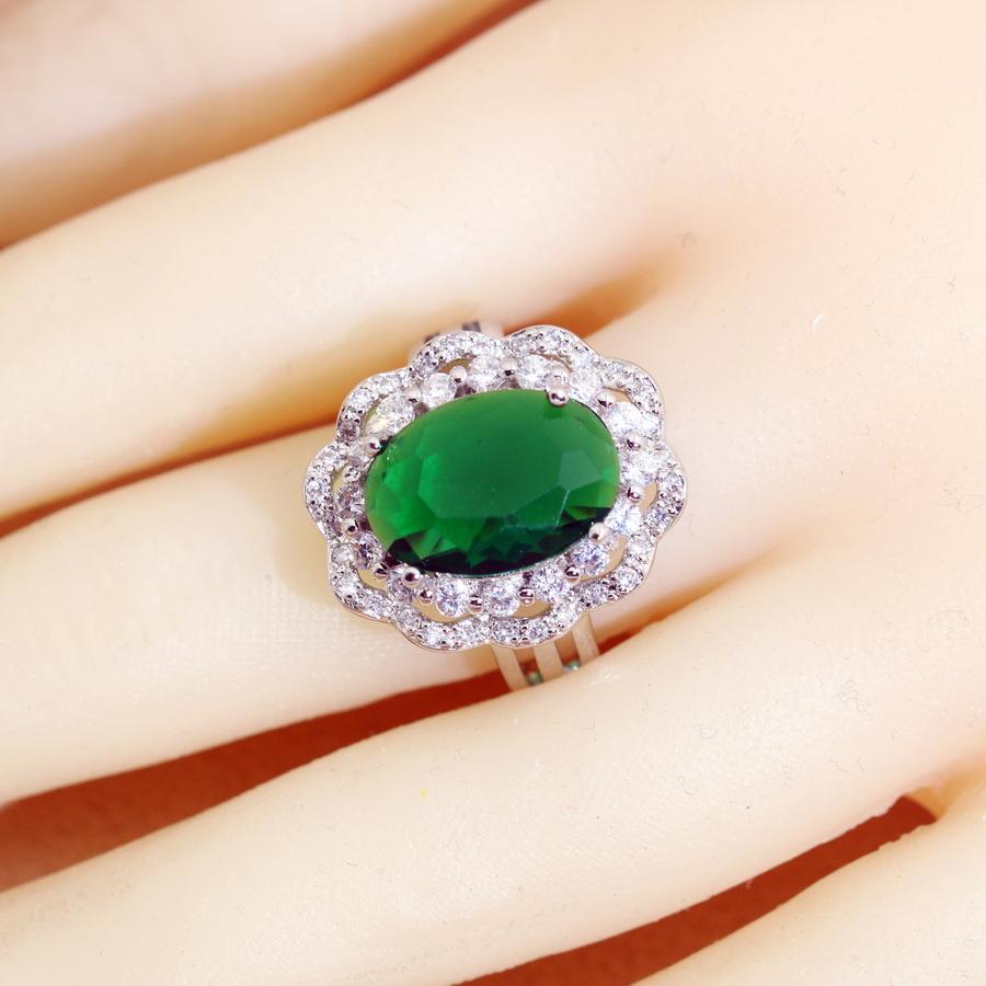 Green Zircon   Jewelry Sets Bridal Earrings For Women Ring Pendant Necklace Set Wedding Jewelry