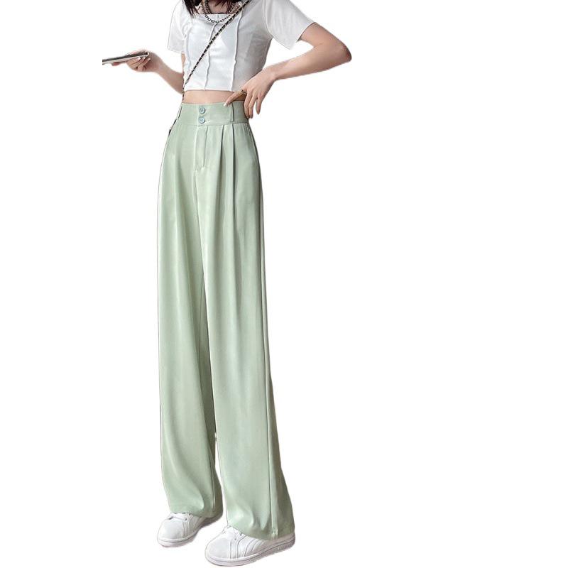 Ice Silk High Waist Chiffon Wide Leg Pants - Women's Summer Korean Style