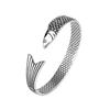 Carp Cuff Bracelet with Sculpted Tail and Scale Details, Zinc Alloy Build, Adjustable Open Design Bangle for Women Lady