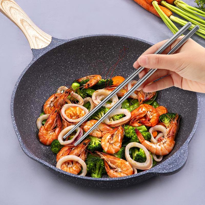 5 Pairs Metal Non-slip Design Stainless Steel Square Chopsticks Chinese Stylish Healthy Light Weight Chinese Chopsticks