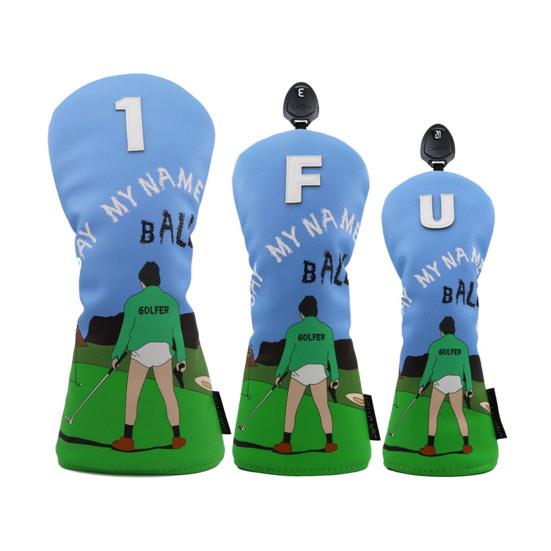 Fundas para palos de golf de piel sintética con estampado de dibujos animados, fundas híbridas para palos de golf, accesorios para driver y maderas de calle.