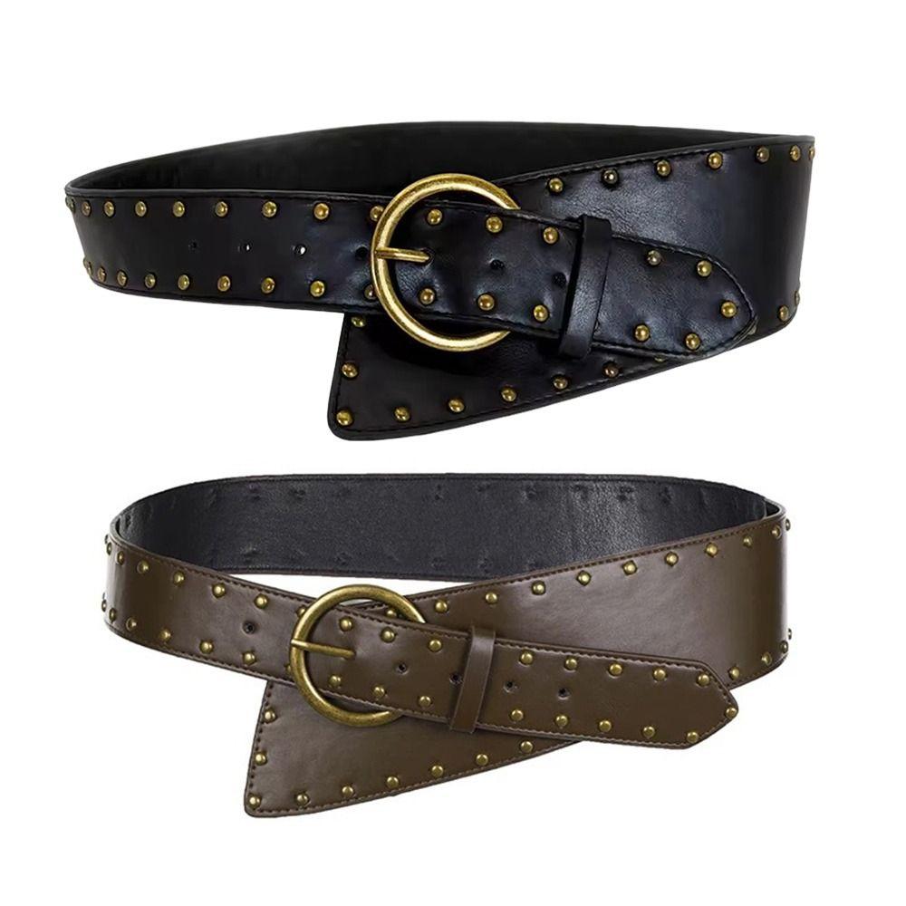 

Wide Punk Gothic Belt Buckle External Belts For Women Lady Girl Bridal коричневий