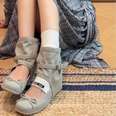 Ballett coole Stiefel Damen 2025 neu Sommer atmungsaktiv Innenhöhe Erhöhung Mary Jane Einzelschuhe lässige vielseitige kurze Stiefel