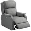 Reclining Armchair with Footrest, in Linen-Effect Fabric, Wood and Metal, 77x91x106 cm, Dark Grey