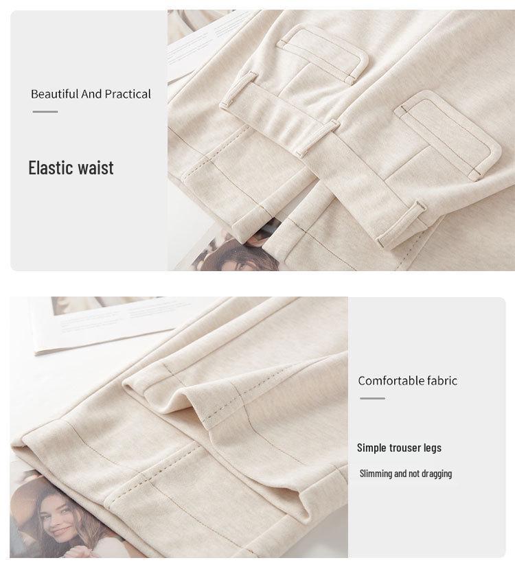 Women's Slim Fit Acetate Wool Cigarette Pants - Autumn/Winter Straight-Leg Casual Trousers