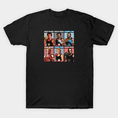 Asian Size Men Black Print T-shirt Rocky Crew No-Cut Heat Transfer Print Cotton Tshirt