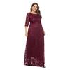 Europäische und amerikanische Plus Size Extra Large Size Damen Neues Spitzentaschen-Abendkleid Brautjungfernkleid XL-6XL