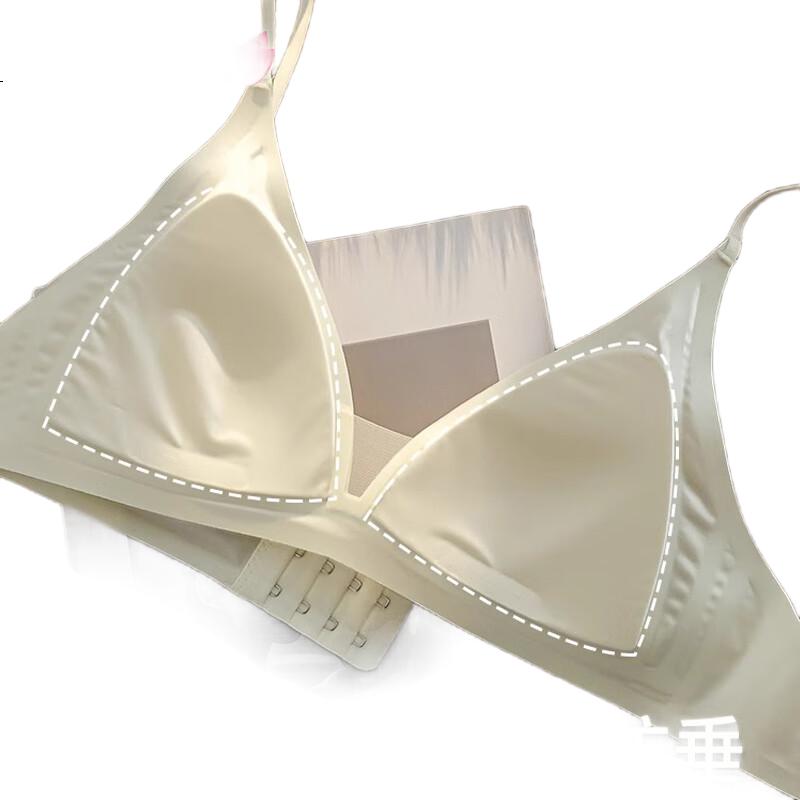 Mankejiao Women's Summer Thin Bra, Small Bust Non-Slip Cup Push-Up, Foundation Liquid Thin Strap Bra, French Deep V Triangle Cup
