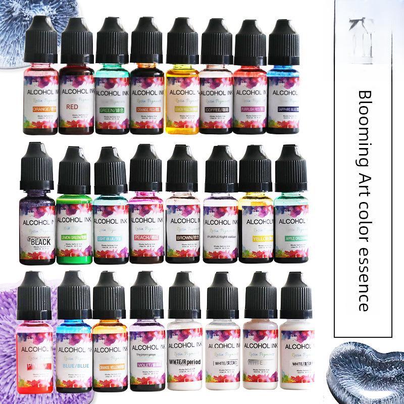 26-Color Crystal Glue Diffusion Gold & Silver 3D Alcohol Ink Pigment Set