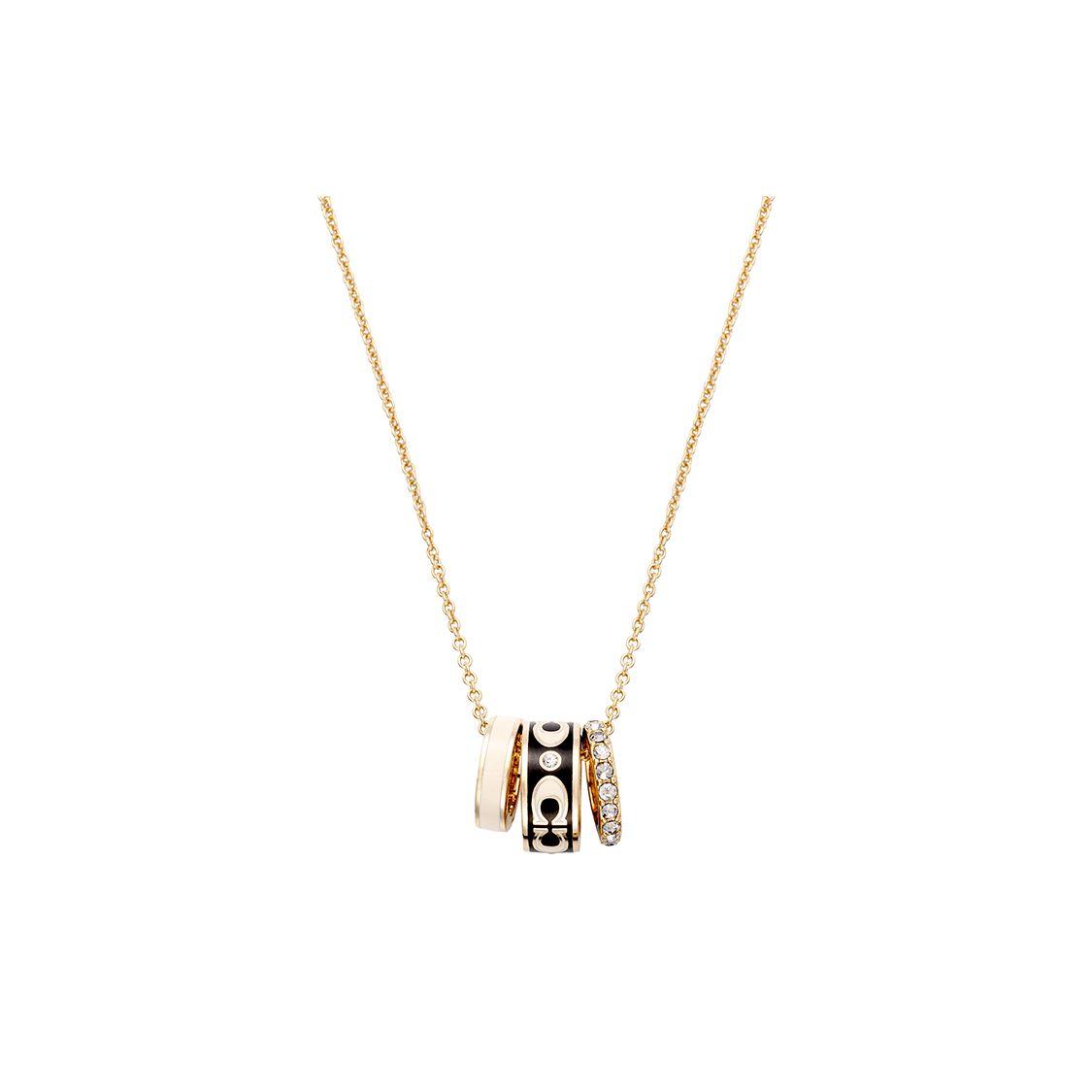 

Coach Rondell Glass Enamel Brass Necklace Unisex necklace Gold Black CI905 Without Gift Box