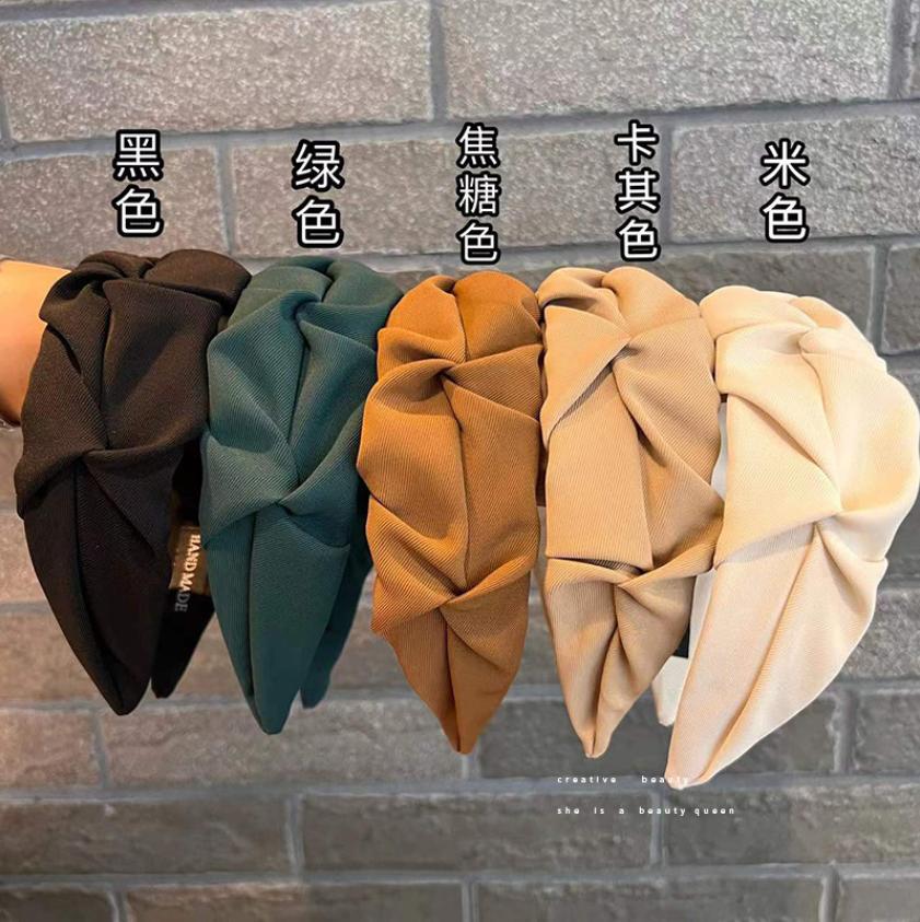 Fashion Pleated Hair Hoop Hair Bands for Women Girls Solid Color Headbands Designer Wide Hairband Hair Accessories Headwear Gift