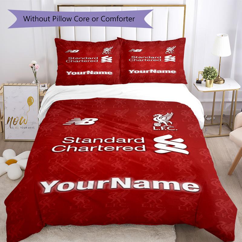 Liverpool İsminizi Kişiselleştirin Nevresim Takımı Nefes Alabilen Yorgan Kılıfı Yastık Kılıfları ile Ev Dekorasyonu Doğum Günü Hediyesi