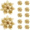 5/10Pcs 14.5cm Christmas Decoration Artifical Flower Ornaments Pink Red Gold Glitter Fake Flowers For Xmas Tree Home Decor