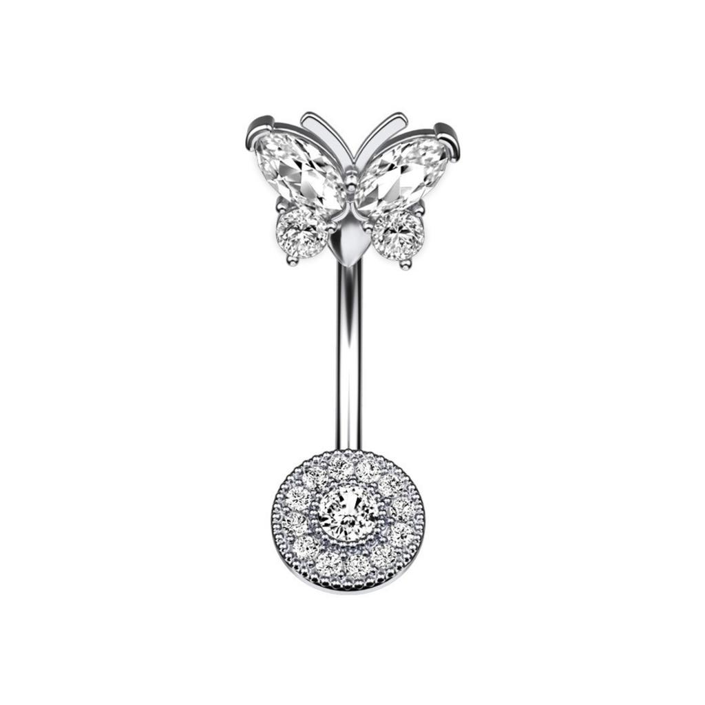 Stainless Steel Belly Button Ring With Zircon Belly Button Studs