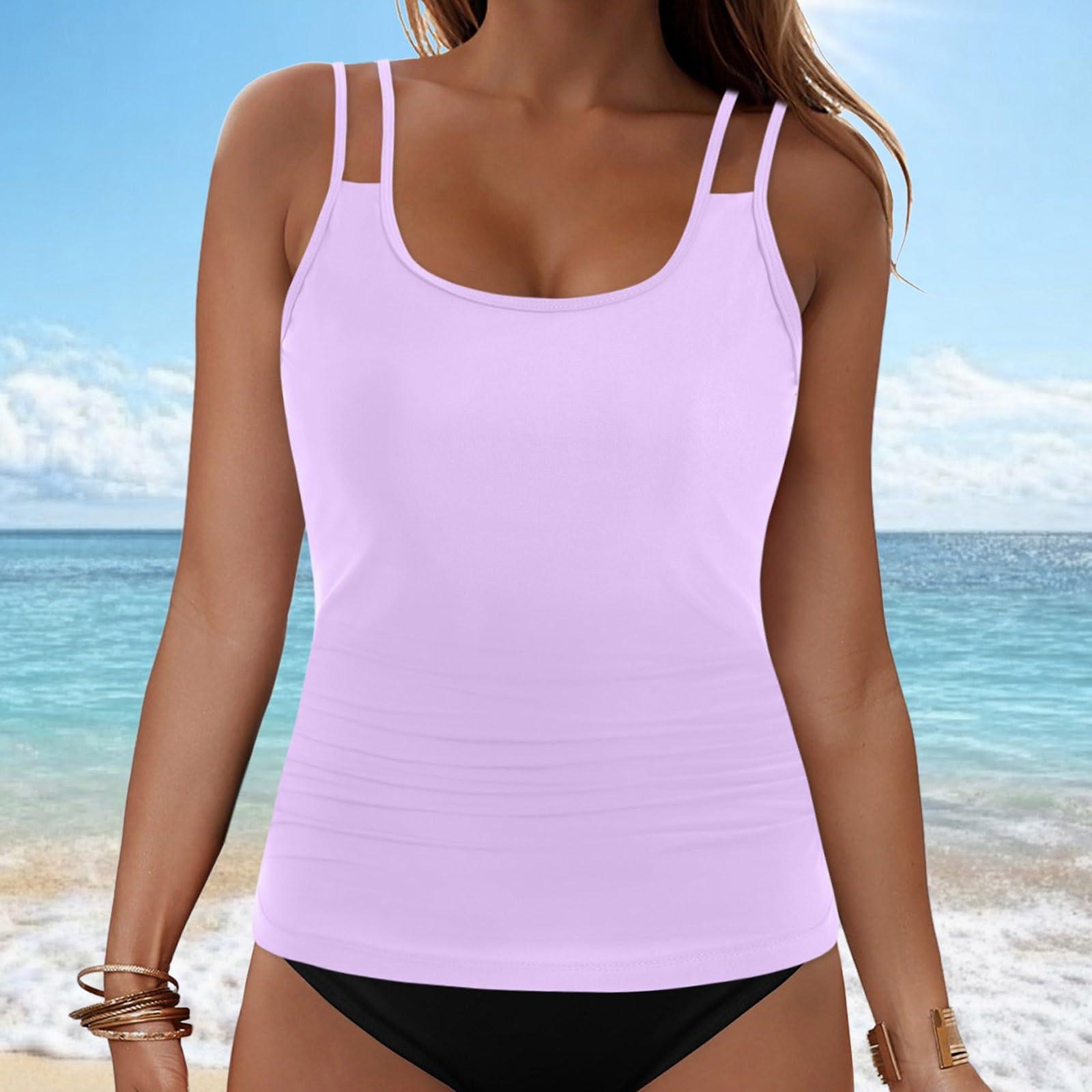 

Women s Split Fashion Sexy Bikini V-Neck Cross Adjustable Straps With Bra Pads No Steel Bra Swimsuit XL фіолетовий
