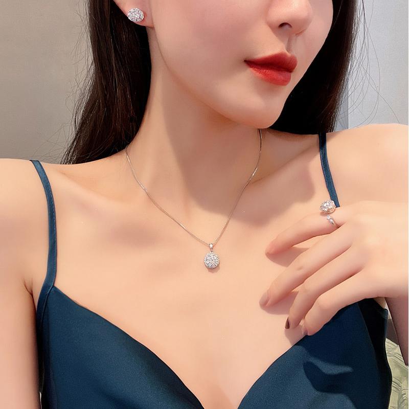 Christmas Gift Women Fashion diamond Necklace Earrings Rings Jewelry Sets