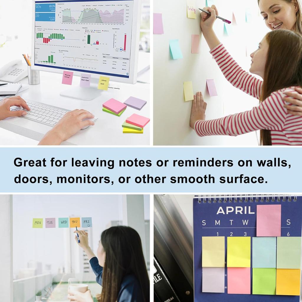 36 Pack Sticky Notes 1.5x2 in Post, 2160 Sheets Post Small Self Sticky Notes Pad Its, 9 Pastel Color Mini Sticky Notes for Office, Home, School,