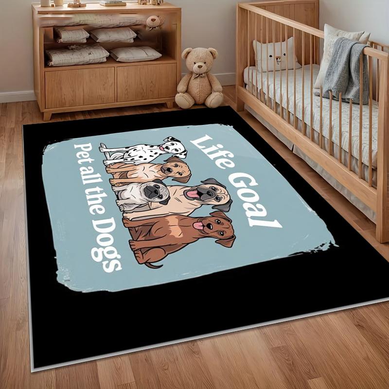 Washable Rugs for Bedroom "Life Goal: Pet All The Dogs" Entry Door Mat Non-Slip Carpets for Living Room Children's Play Mat Gift