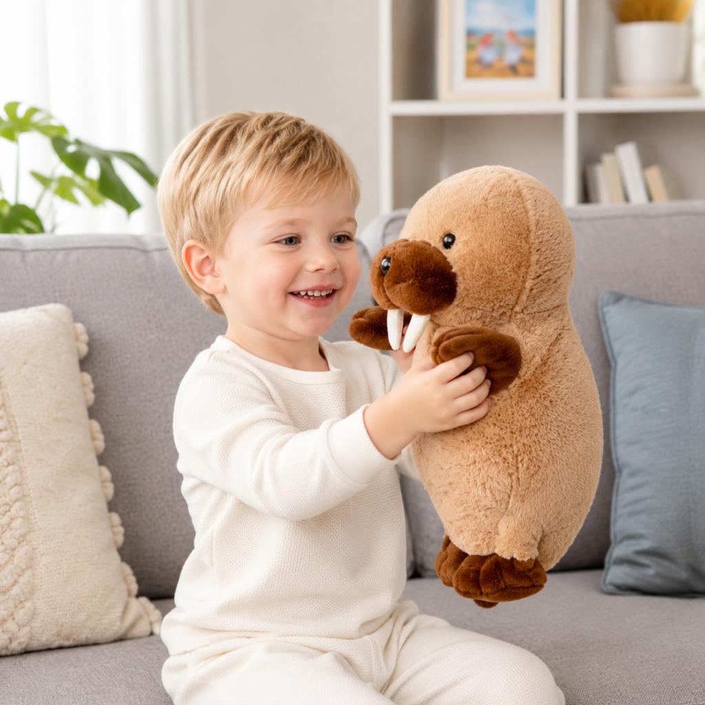 Realistic Walrus Plush Toy Soft Stuffed Animal Hugging for Kids Gift