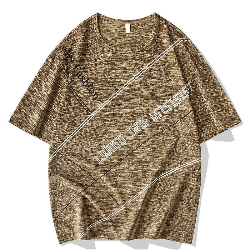 Maglietta estiva a maniche corte stampata per uomo, maglietta a mezza manica ampia e casual