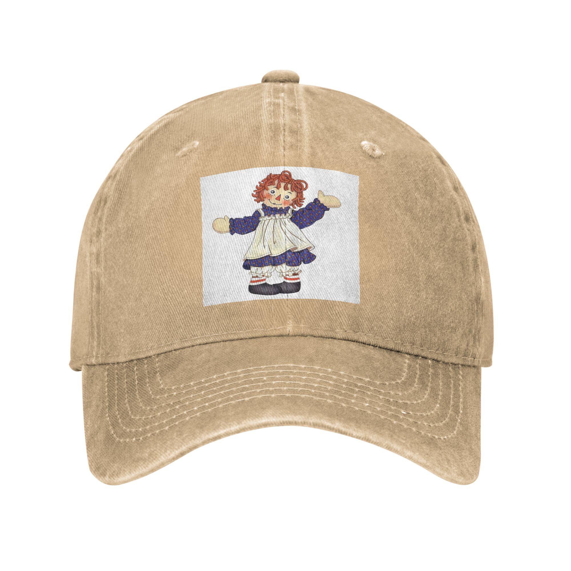 

Raggedy ann and raggedy andy Washed Denim Cap Casual Baseball Caps Adjustable Hat Summer Unisex Baseball Hats One Size