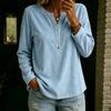 Women's Corduroy V-Neck Long Sleeve Top - Casual Loose Fit Blouse for Everyday Wear