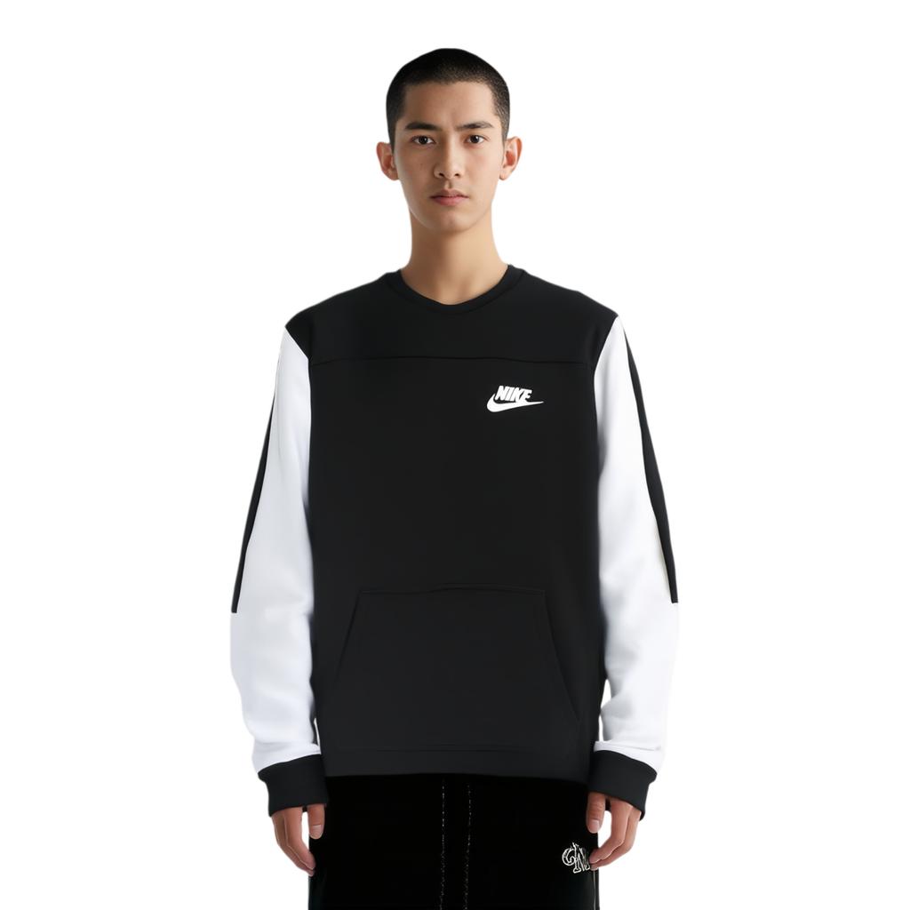 Nike As M Nsw Av15 Crw Flc Nfs Color Block Knitted Pullover Long Sleeve Sweatshirt Men Sweatshirt 905266-010