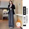Off-white Chenille Wide-leg Pants Women's New Autumn and Winter Fleece Windproof Pants Winter Casual Corduroy Pants