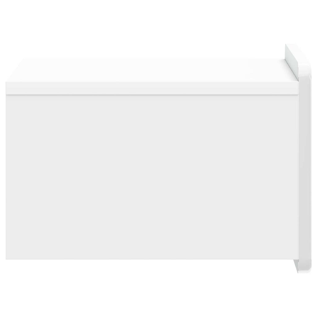 Wall Mounted Nightstand 2 pcs High Gloss White Particleboard