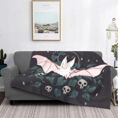 Bats Pattern Throw Flannel Blanket Halloween Goth Soft Cozy Lightweight for Office Bed Car All Season  Adult Gift Couch Sofa#