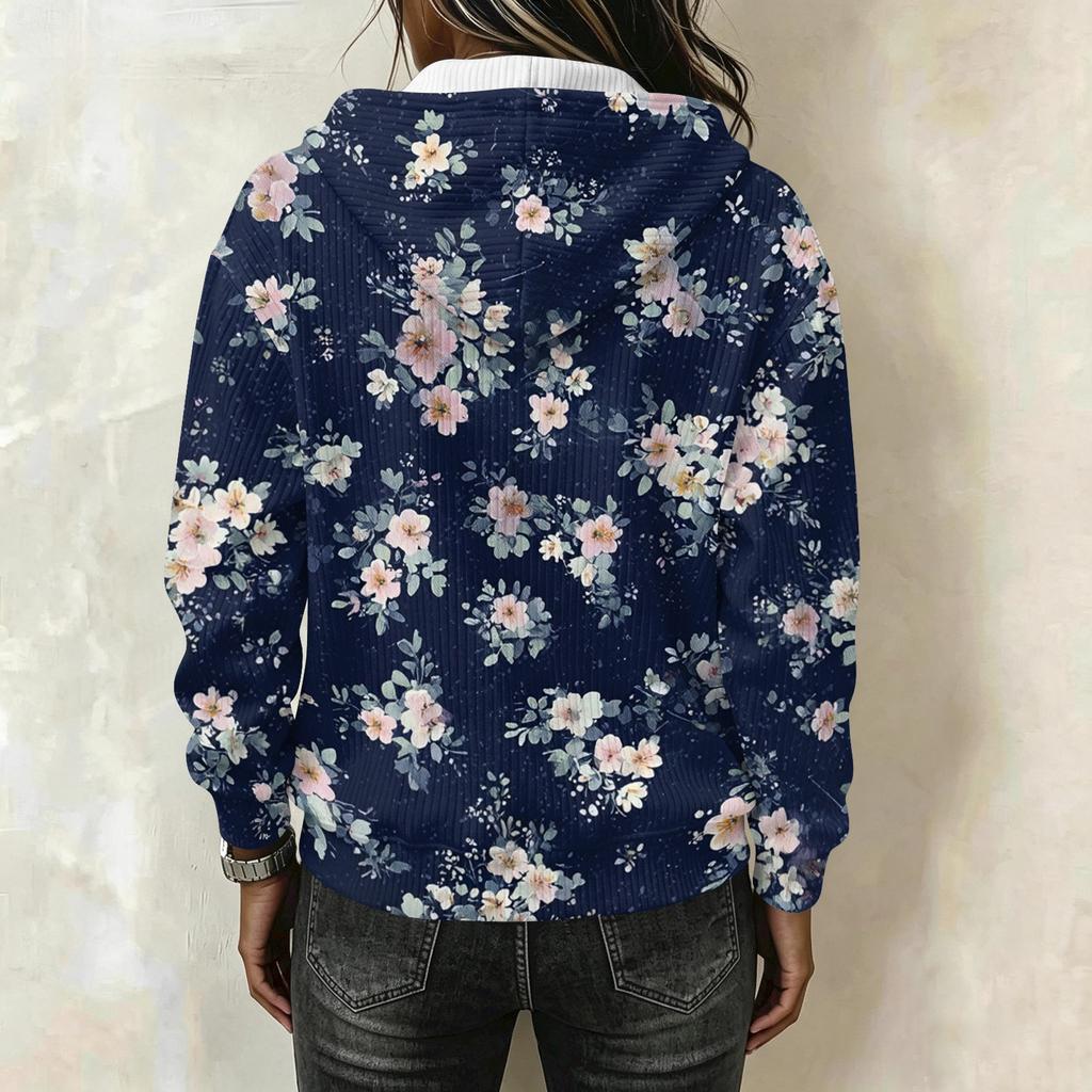 Felpa con Cappuccio Stampa Vintage da Donna a Manica Lunga - Felpa Casual