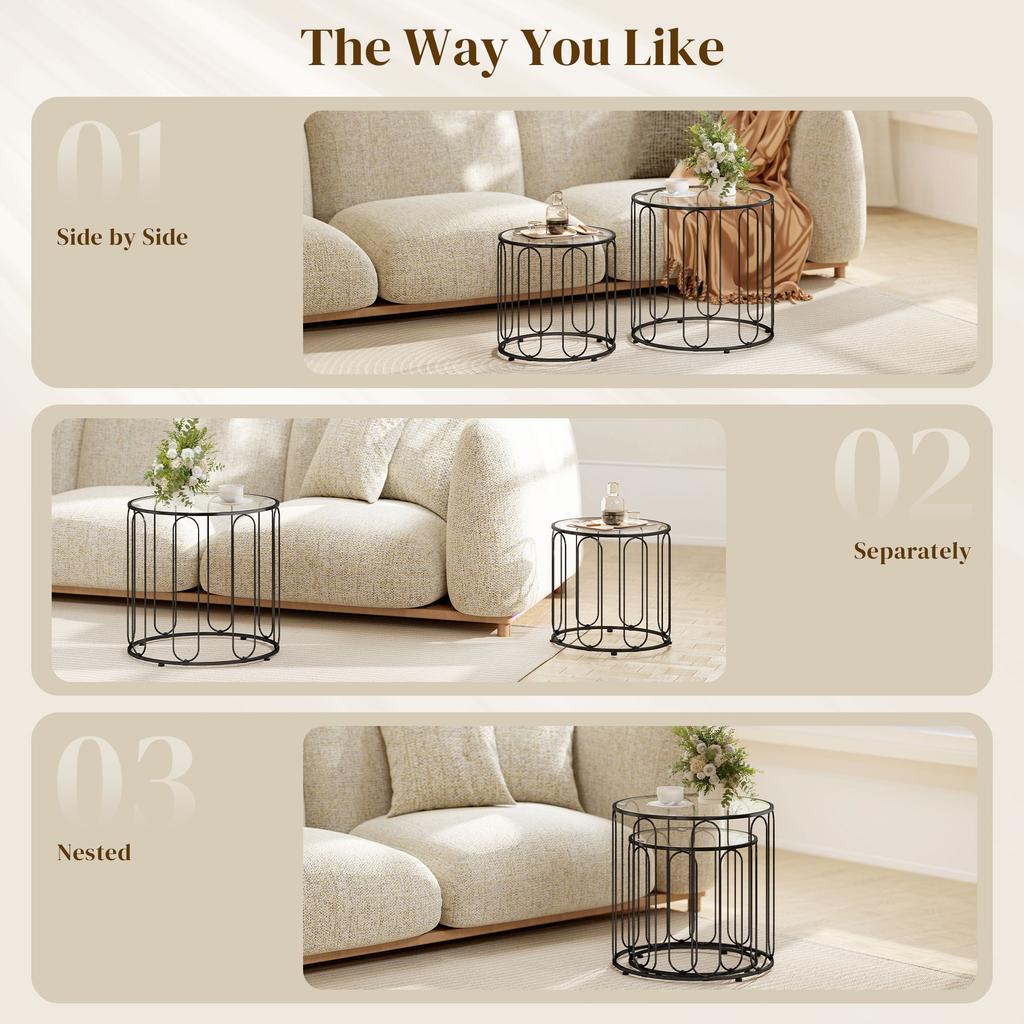 Elliptical Cut-Out Nesting Tables - Black