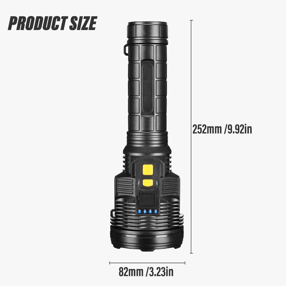 Super bright LED Flashlight Rechargeable torch Portable searchlight Outdoor Camping light With high brightness side light