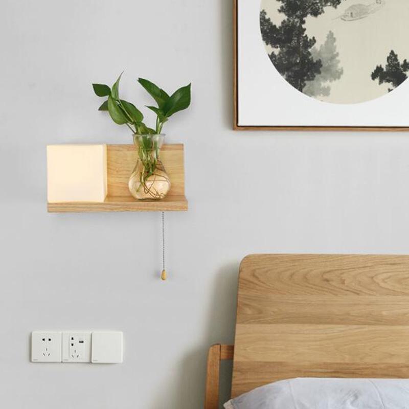 Simple Modern Sconce Wall Light Nordic Living Bedroom Foyer Reading Wood Lighting Bedside Aisle Home Indoor Background Wall Lamp