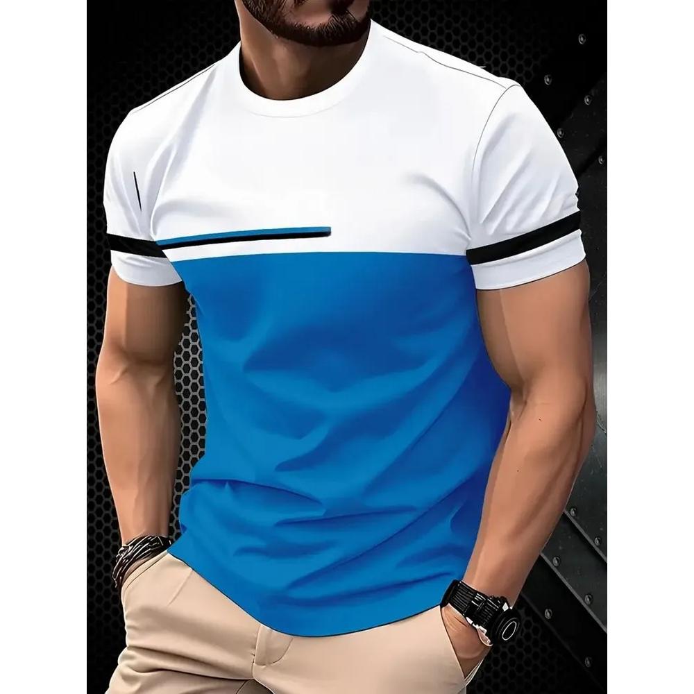 Casual Loose T-Shirt Men's Striped Printed Short Sleeve Fashion Top Daily Comfort T-Shirts Men’s