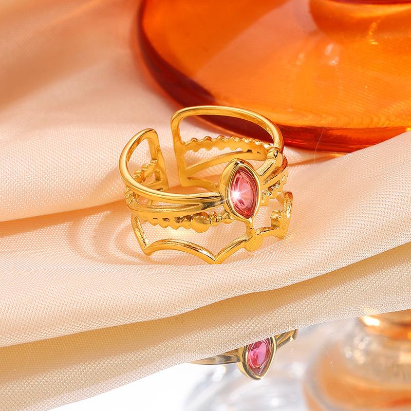 Light Luxury High-end Crown Colored Zircon Ring Does Not Fade Xiyin Hot-selling Couple Ring Jewelry