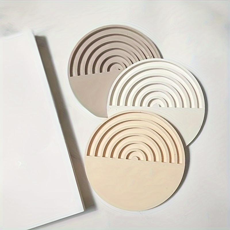 1pc Round Geometric Stripe Coaster Silicone Mold - Casting Molds for DIY Coaster Making, Clay Crafts, Jewelry Tray