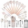 44-piece Heat-Resistant Silicone Cookware Set with Wooden Handles