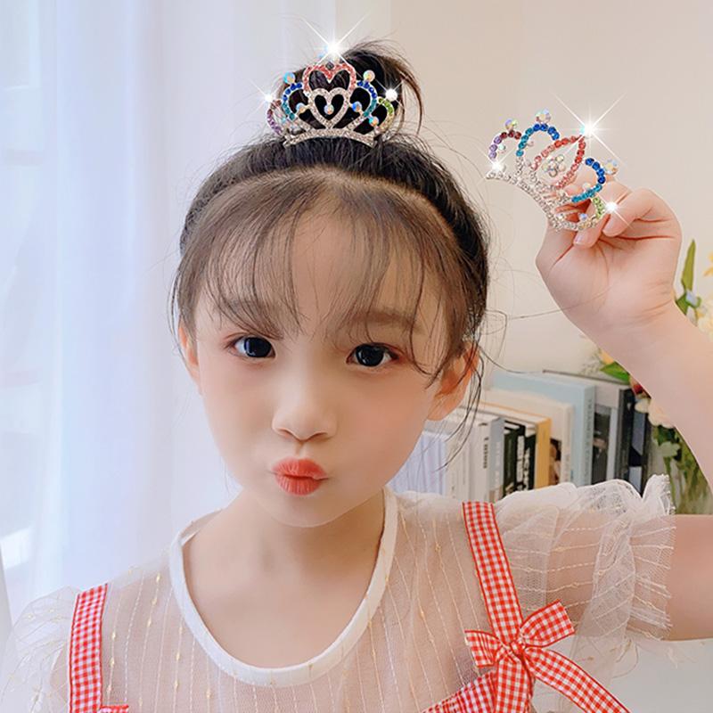 Neue Kinder Diademe Kronen Kleine Kinder Mädchen Strass Kristall Krone Herz Prinzessin Party Accessoires Haarschmuck Ornamente