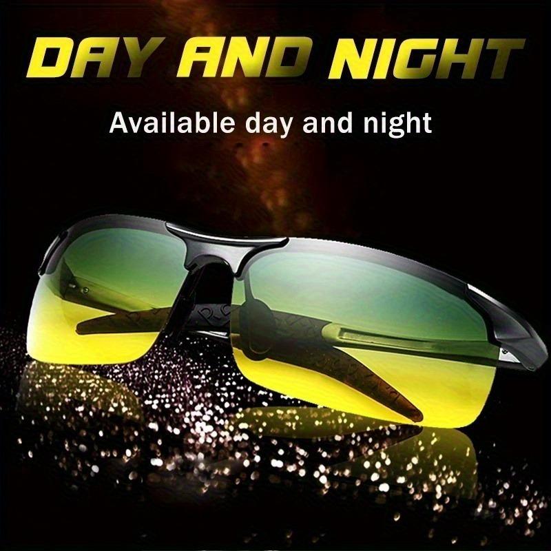 2 pairs of unisex day and night driving glasses - square frame anti glare night vision fashionable lightweight goggles