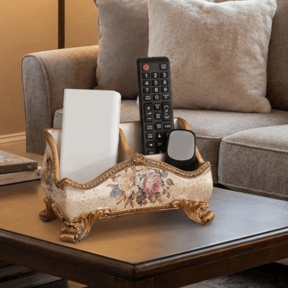 3 Compartment Remote Control Box Resin Desktop Storage Box Home Decoration
