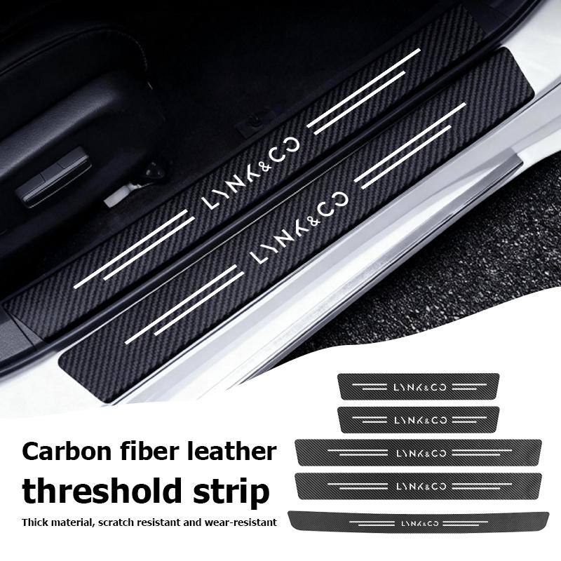 High-quality Carbon Fiber Car Door Sill Protector Strip Decorative Sticker Accessories For LYNK&CO PHEV 09 MHEV 01 05 03 09 02