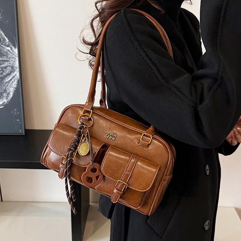 Korean Retro Multi Pocket Armpit Bag 2026 New High-end Pu Leather Fashi Large Capacity Commuting Handbag Women's Shoulder Bag