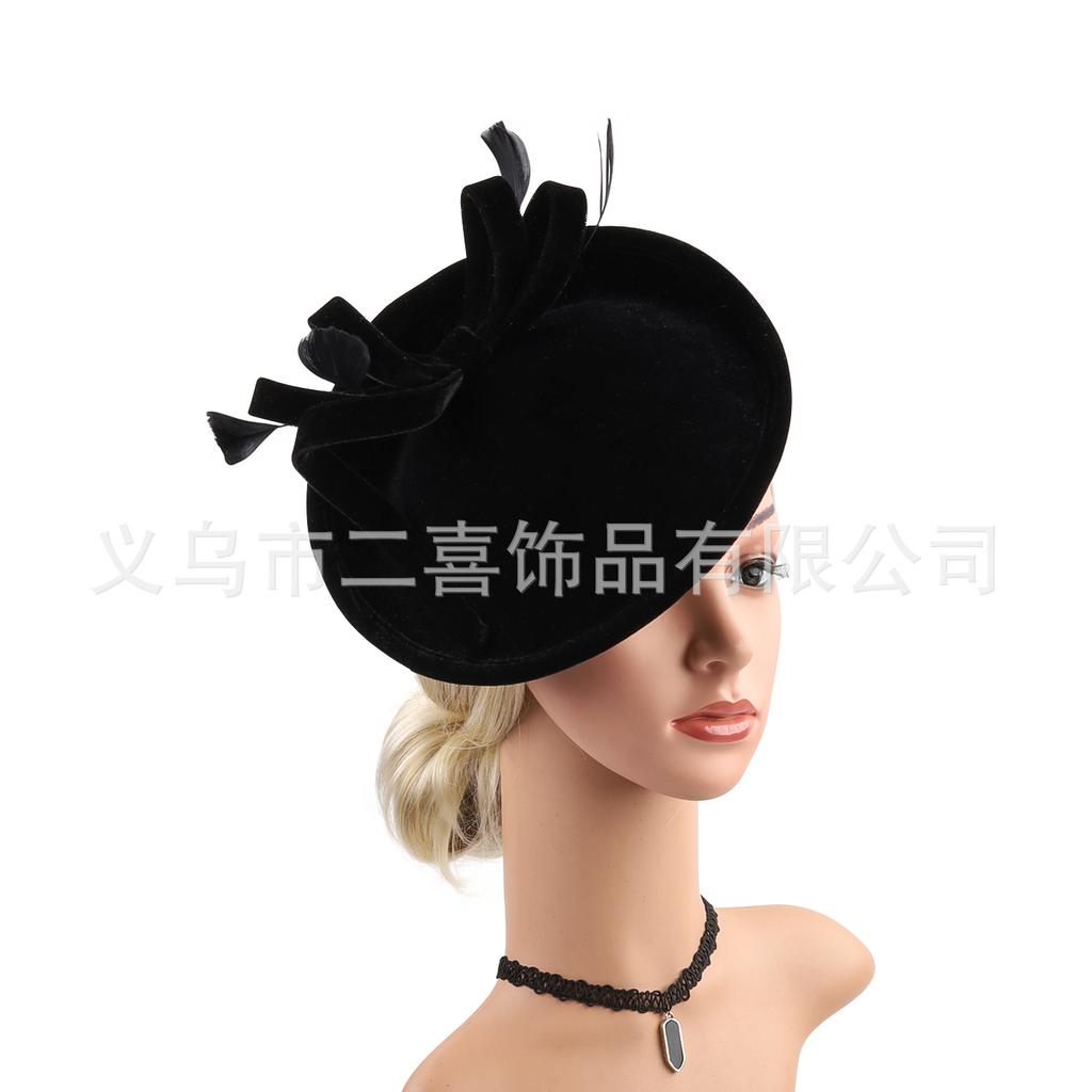 New Hot-selling European and American Exaggerated Top Hat Party Dance Christmas Headgear Velvet Dress Hair Accessories Head Flower