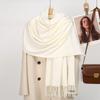 Hot-selling new monochrome imitation cashmere versatile fringed scarf in autumn and winter, warm long shawl scarf