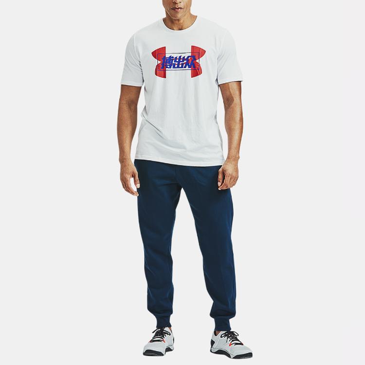 Under Armour Attitude Logo Printed Training Casual Crew Neck Short Sleeve T-Shirt Men Tops White 1362839-100